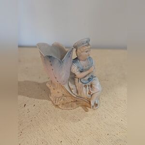 Porcelain Girl Figurine Planter in Pastel Blue and Cream Germany